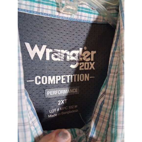 Wrangler 20X Competition Button Down Shirt Performance Rustic Western Men Sz 2XT - Picture 5 of 8